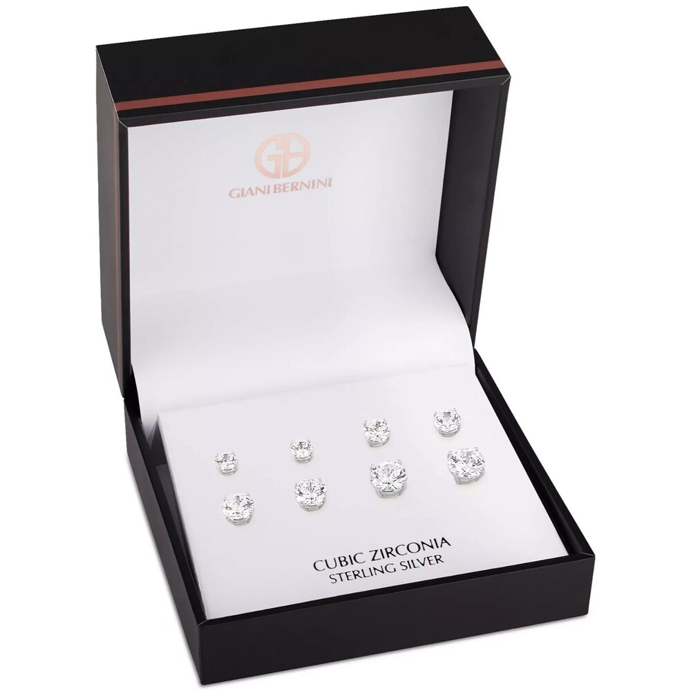 Giani Bernini 4-Pc Cubic Zircona Stud Earrings Set Sterling Silver